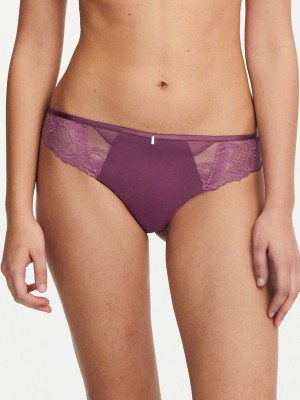 Purple Chantelle Orangerie Dream Women Thong Panty | LEE7319MN