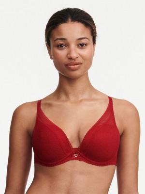 Red Chantelle Festivite Lace Plunge Women Bras | VVG4328AD