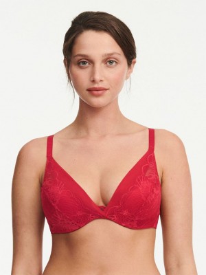 Red Chantelle Midnight Flowers Plunge Women Bras | DVE6522HA