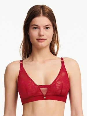 Red Chantelle Orchids Wireless Triangle Women Bras | FSD1166QP