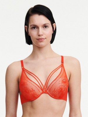 Red Chantelle Rebecca Push-up Women Bra | RVZ8312XA