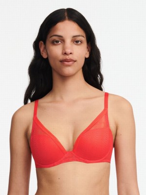 Red Chantelle Romane Plunge Women T-Shirt Bra | WBL3685ZD