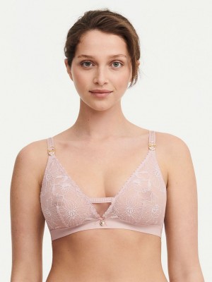 Rose Pink Chantelle Orchids Wireless Triangle Women Bras | OYQ9825UE