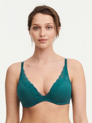 Turquoise Chantelle Brooklyn Plunge Women Bras | BHM8444QP