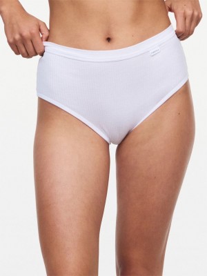 White Chantelle Cotton Comfort High Waist Women Briefs | FWE1594VH