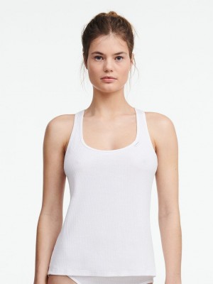 White Chantelle Cotton Comfort Women Tank Top | RQY4899VI