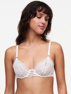 White Chantelle Impulse Plunge Underwire Women Bras | ZBF3163EB