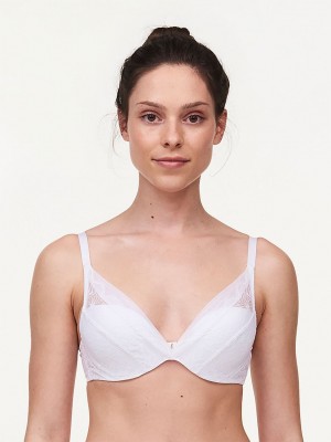 White Chantelle Midnight Flowers Plunge Women Bras | DML5517AL