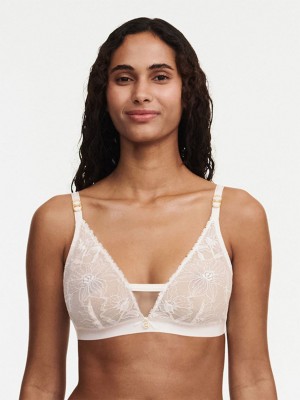 White Chantelle Orchids Wireless Triangle Women Bras | ZHV1574KC