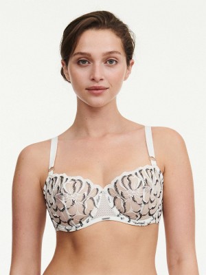 White Chocolate Chantelle Fleurs Demi Women Bras | EAZ8688JO