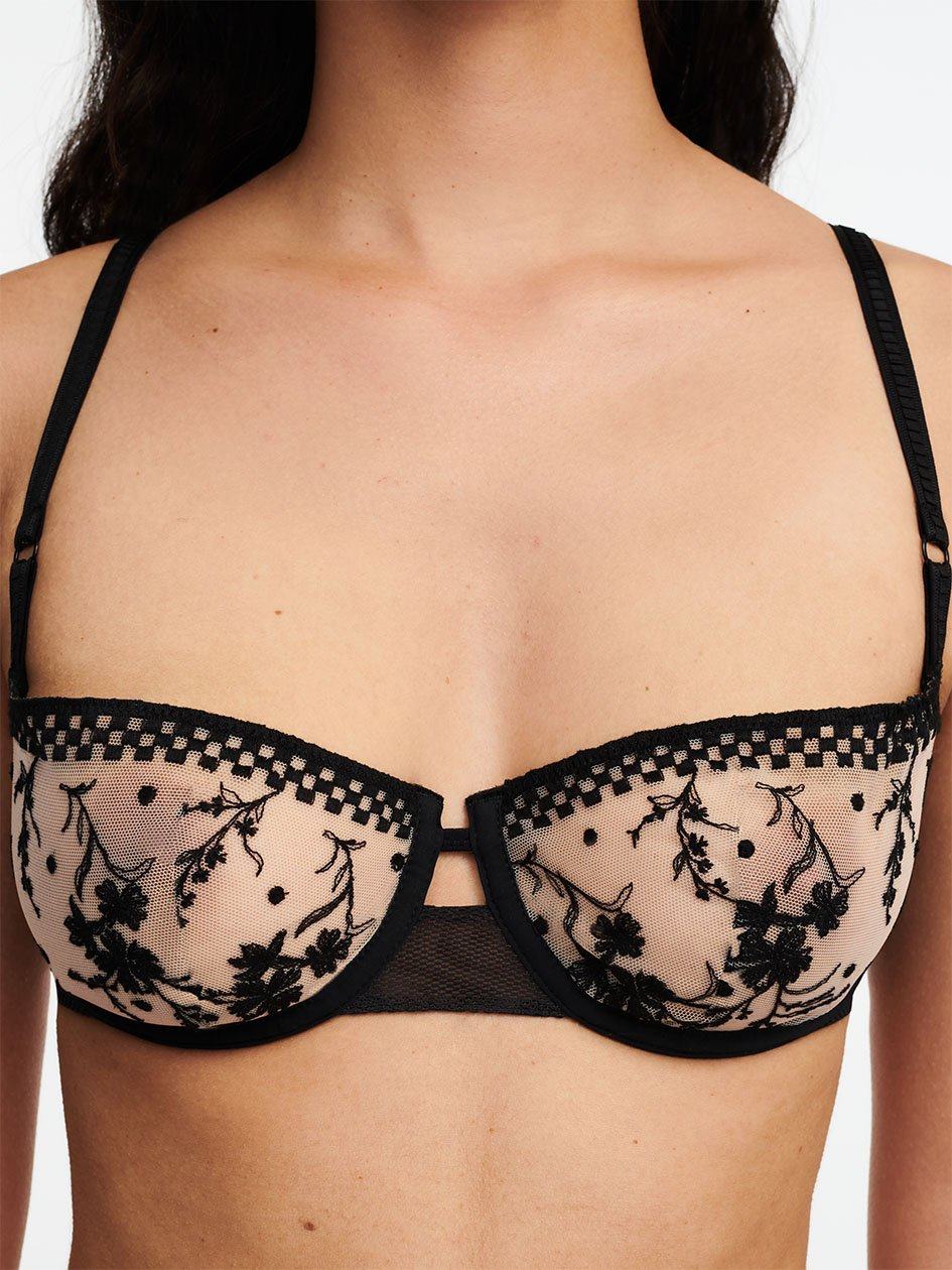 Beige Black Chantelle Suzy Lace Demi Women Unlined Bra | GOA917SH