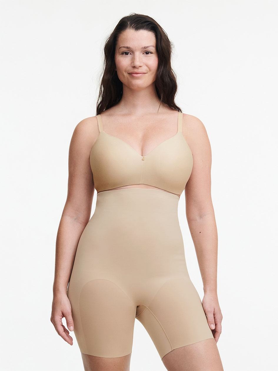 Beige Brown Chantelle Basic Shaping Open Bust Mid-Thigh Shaper Women Bodysuit | EJC336TN