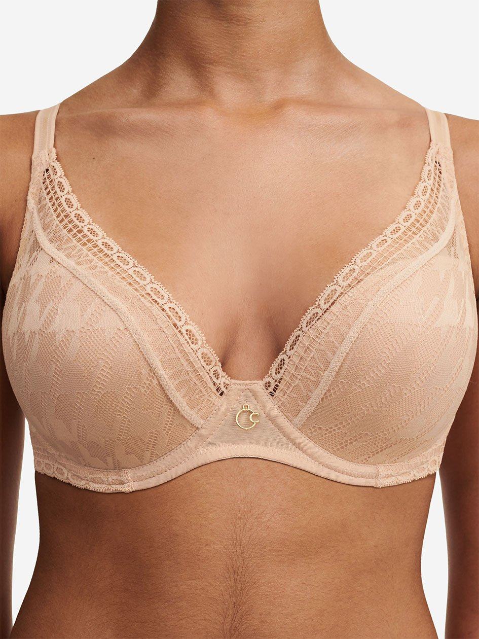 Beige Chantelle Impression Lace Plunge Contour Women Bras | CST9597FV