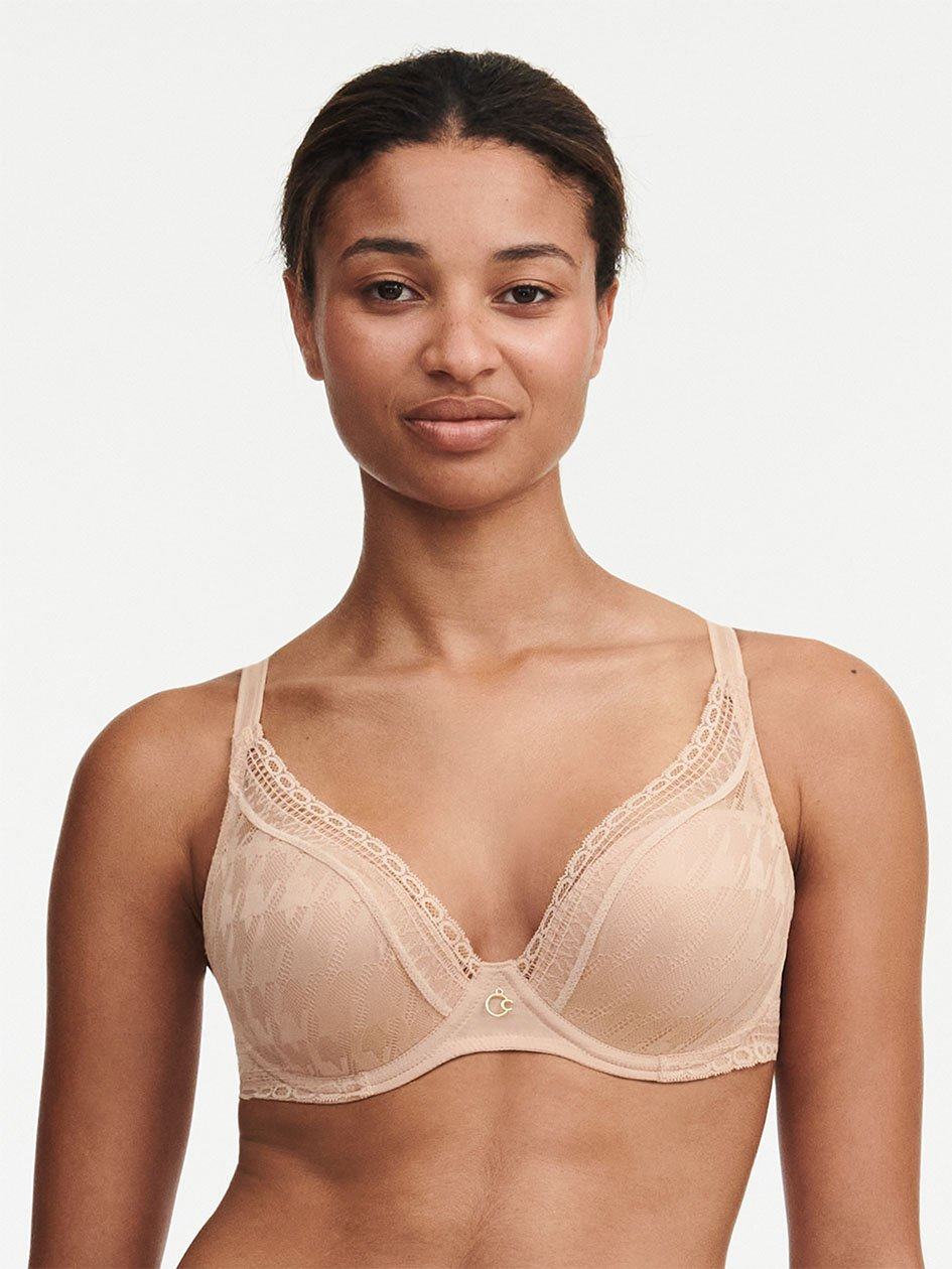 Beige Chantelle Impression Lace Plunge Contour Women Bras | CST9597FV