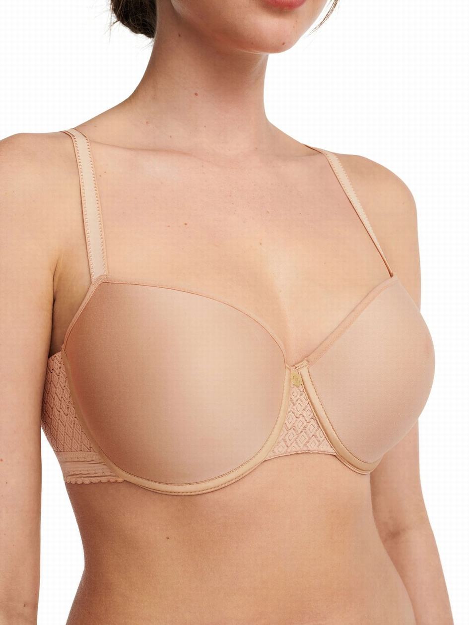 Beige Chantelle Lucie Lace Sexy Comfort Women T-Shirt Bra | WPT8767DF