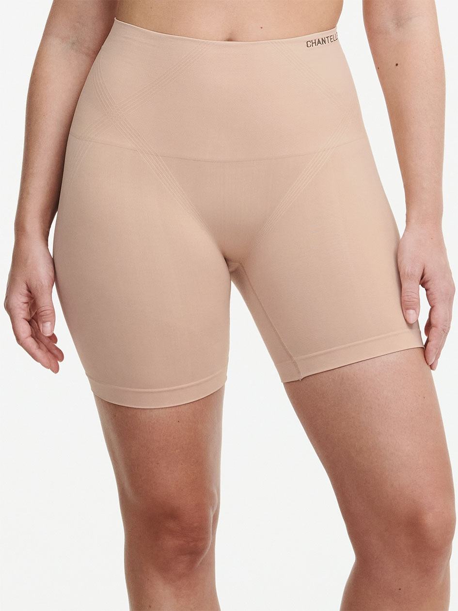 Beige Chantelle Smooth Comfort High Waist Mid-Thigh Light Shaping Women Shorts | YNV9471BK