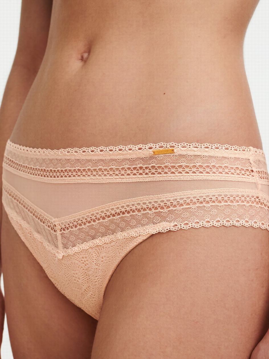 Beige Pink Chantelle Festivite Lace Cheeky Women Bikini Panty | PGP628TB