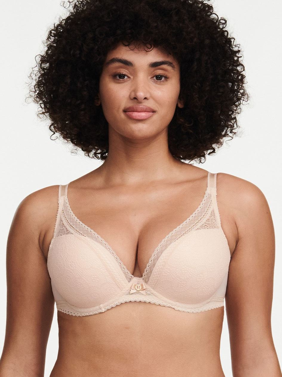 Beige Pink Chantelle Festivite Lace Plunge Women Bras | VWL5747KW