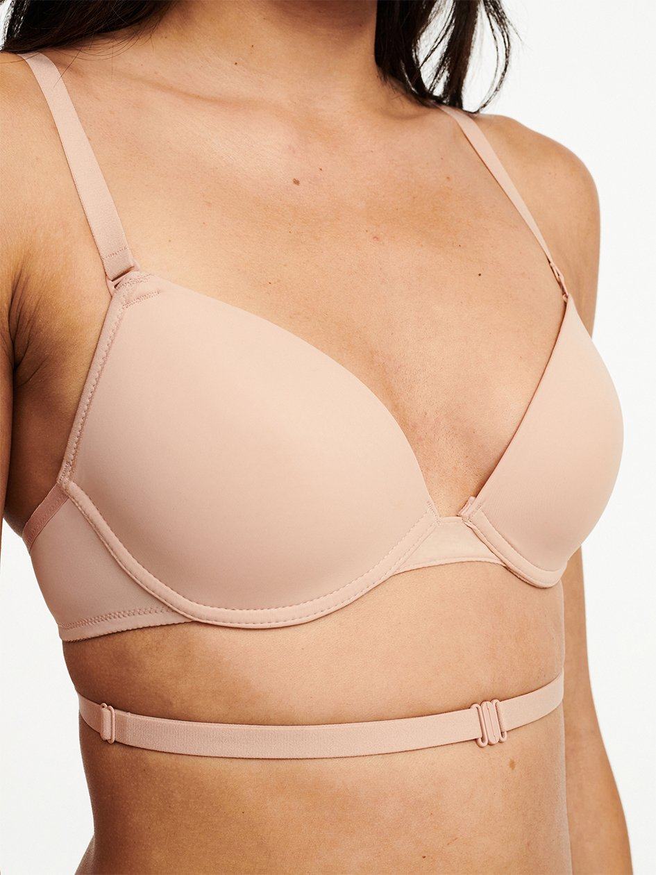 Beige Pink Chantelle Open Back Multi-Way Plunge Women T-Shirt Bra | IVC3363GG