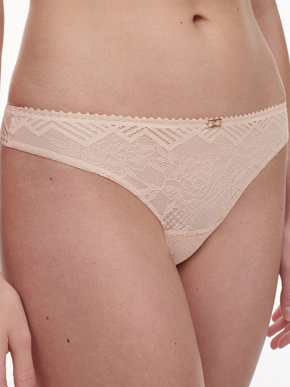 Beige Pink Chantelle Origins Lace Women Thong Panty | GRR9542GW