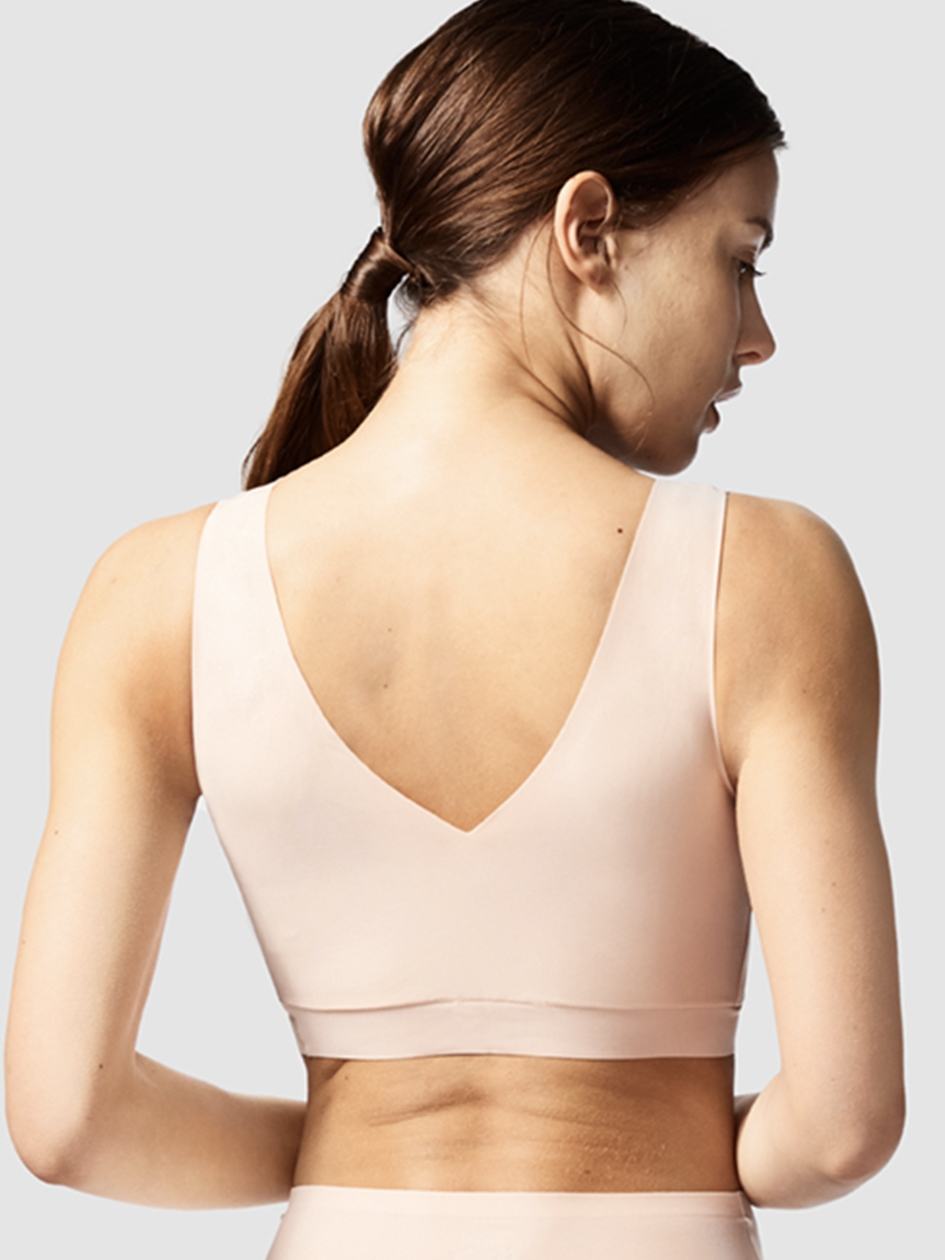 Beige Pink Chantelle SoftStretch Padded V-Neck Women Sports Bra | FEP8895EO