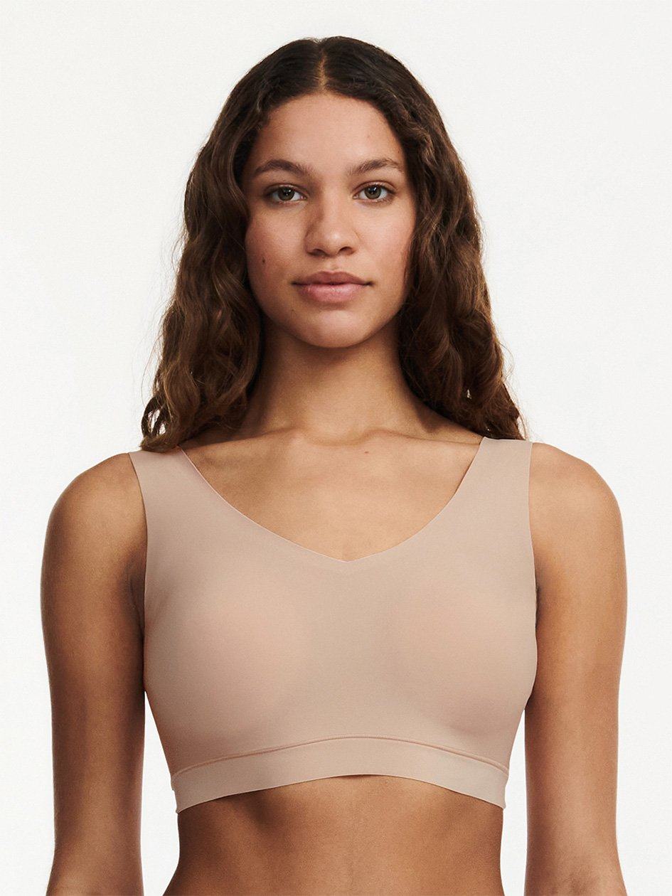 Beige Pink Chantelle SoftStretch Padded V-Neck Women Sports Bra | FEP8895EO