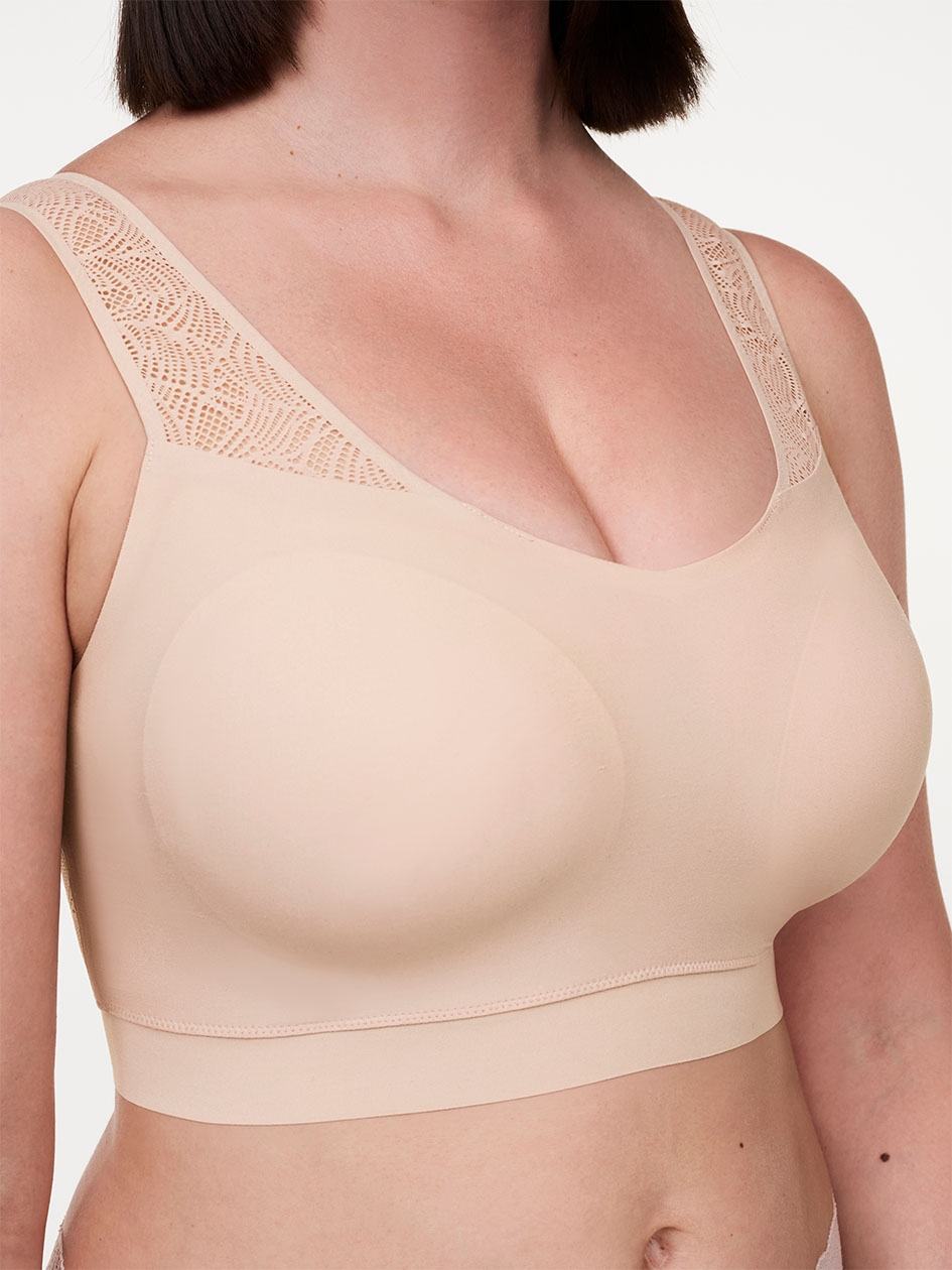 Beige Pink Chantelle SoftStretch Padded Top with Lace Women Sports Bra | BKS1092OK