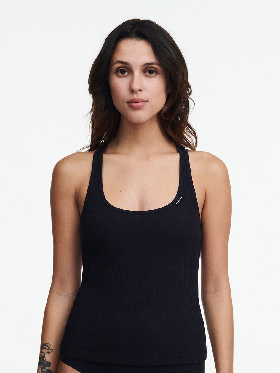 Black Chantelle Cotton Comfort Women Tank Top | FTX7752RY