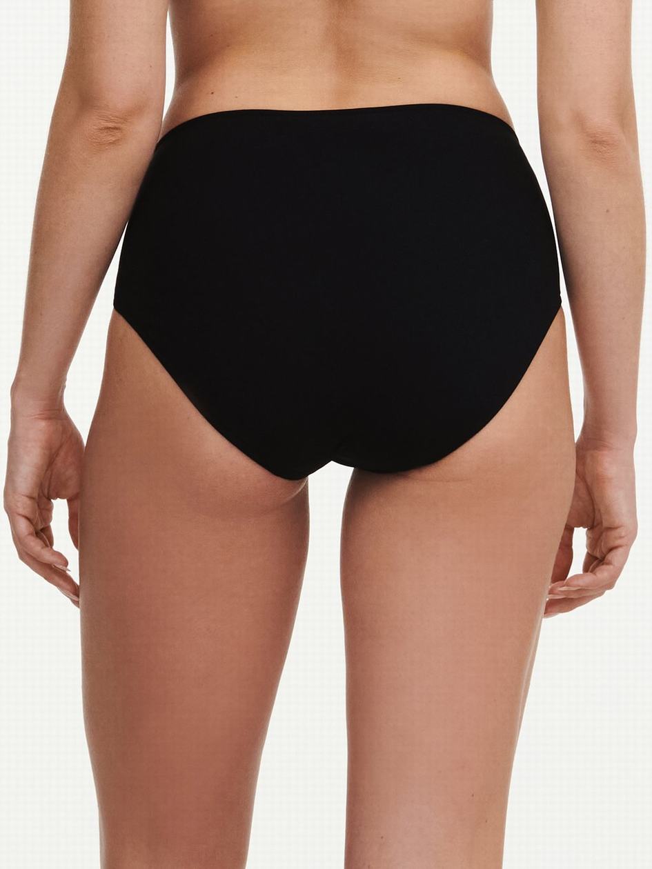 Black Chantelle Emblem High Waist Swim Women Bikini Bottoms | IZR6826AT