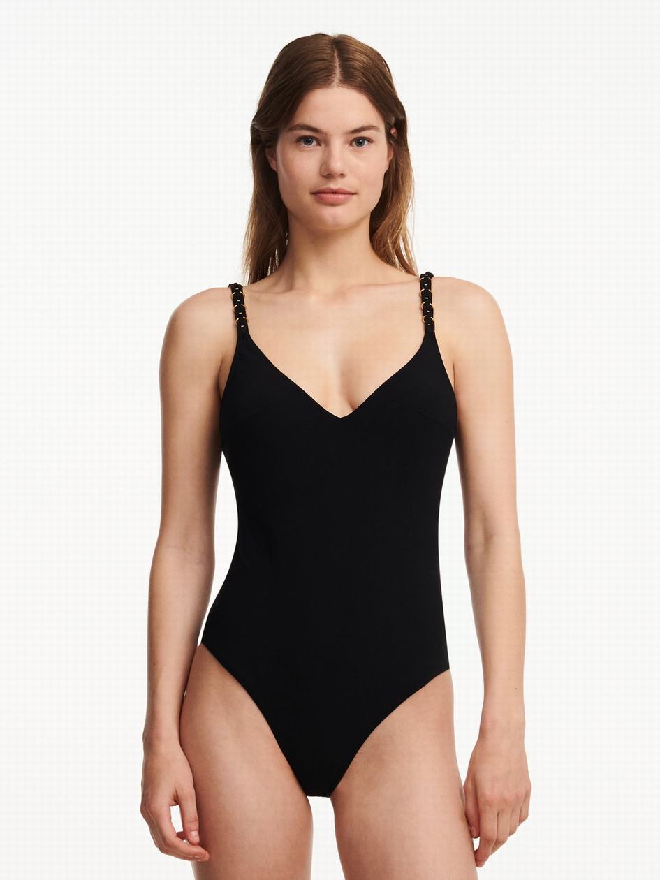 Black Chantelle Emblem Wireless Women Swimsuits | EUB3579JV