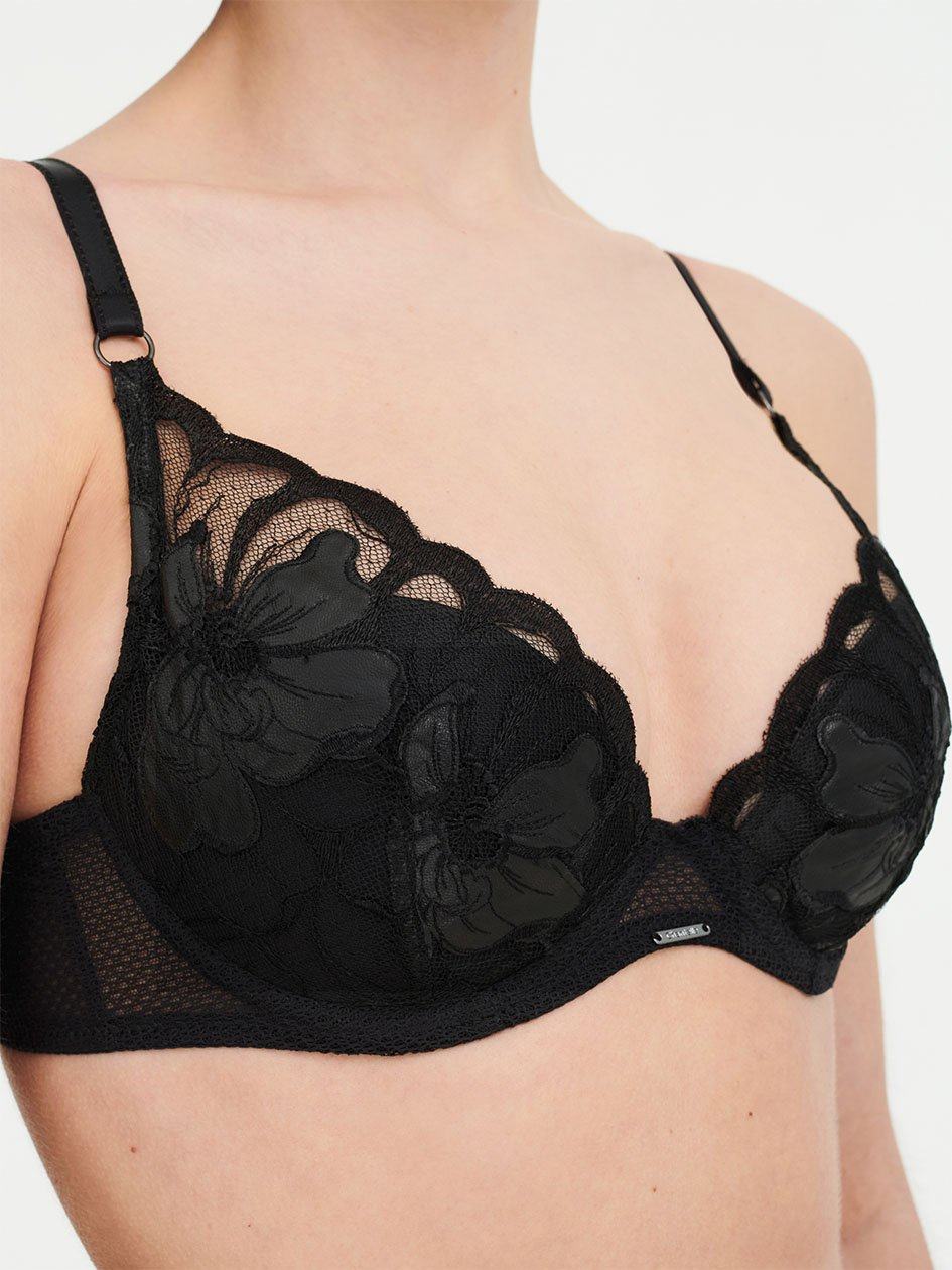 Black Chantelle Fleurs Signature Plunge Women Bras | UXK3379RK