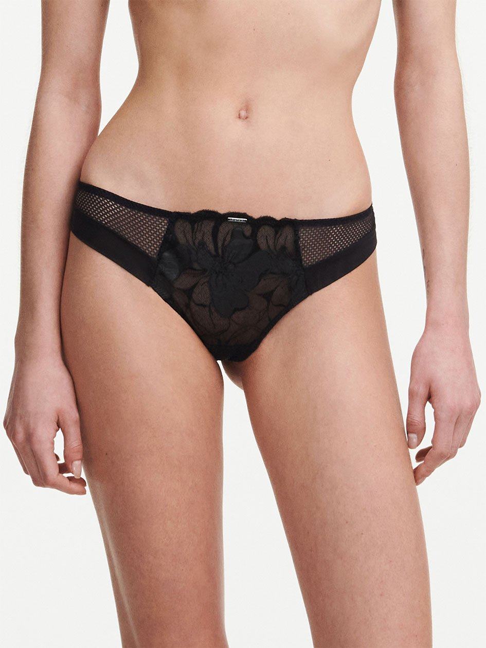 Black Chantelle Fleurs Signature Women Thong Panty | LTY9236TF