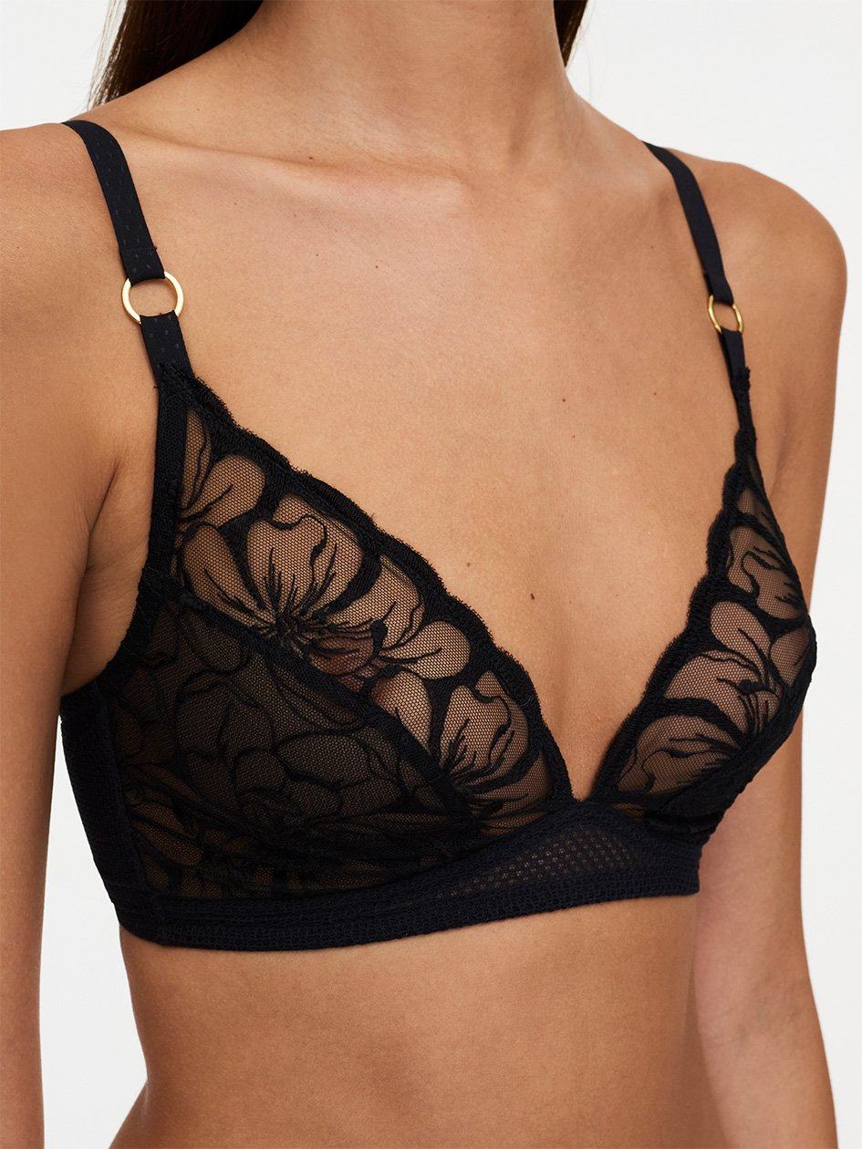 Black Chantelle Fleurs Wirefree Women Bras | YZT1022XD