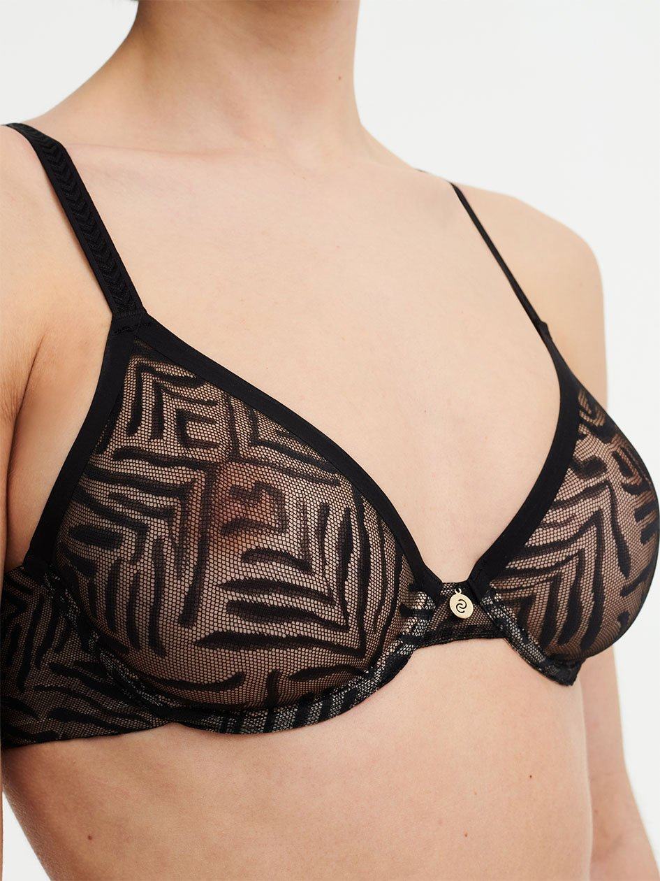 Black Chantelle Graphic Allure Sheer Underwire Women Unlined Bra | CFM184XD