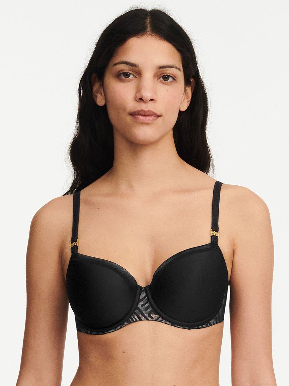 Black Chantelle Graphic Allure Smooth Custom Fit Demi Women T-Shirt Bra | HTC1466JY