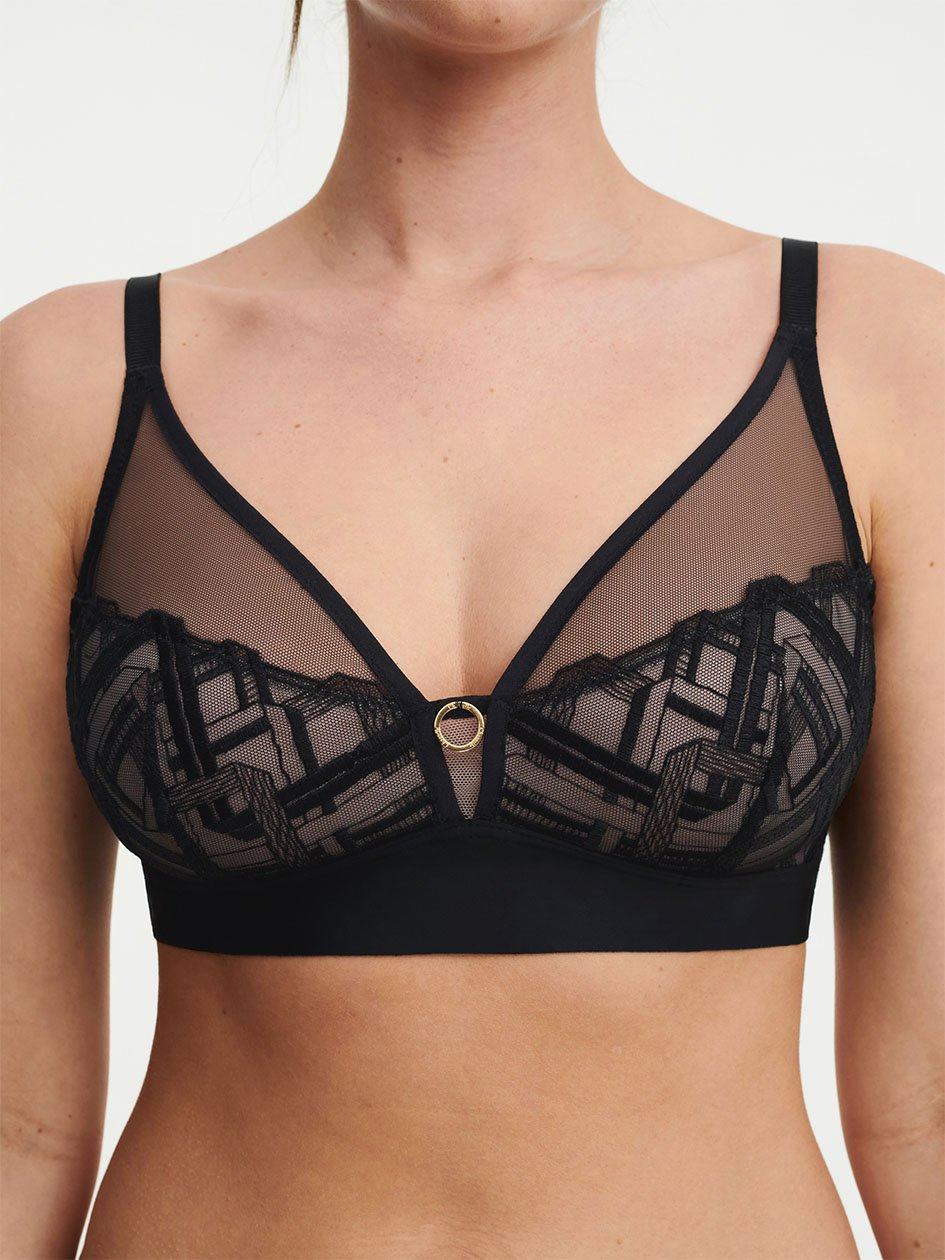 Black Chantelle Graphic Support Lace Wireless Women Bras | TYQ9768HX