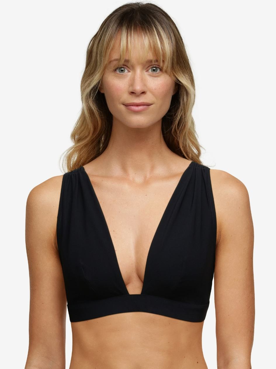 Black Chantelle Inspire Wireless Plunge Swim Women Bikini Tops | GMC2726RJ