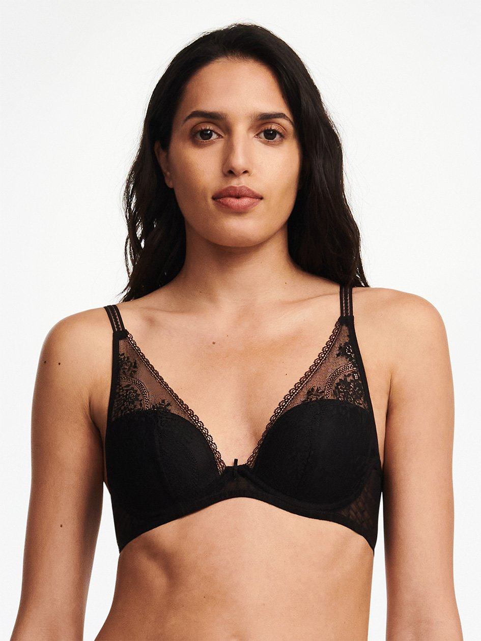 Black Chantelle Maddie Plunge Women T-Shirt Bra | RTT2774DY