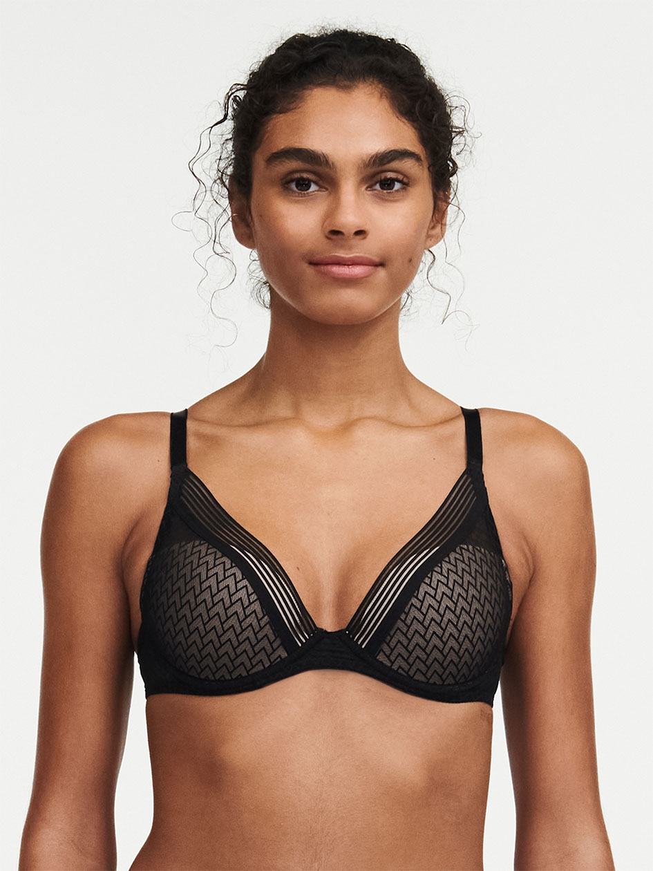 Black Chantelle Manhattan Plunge Women T-Shirt Bra | SMH5757IJ