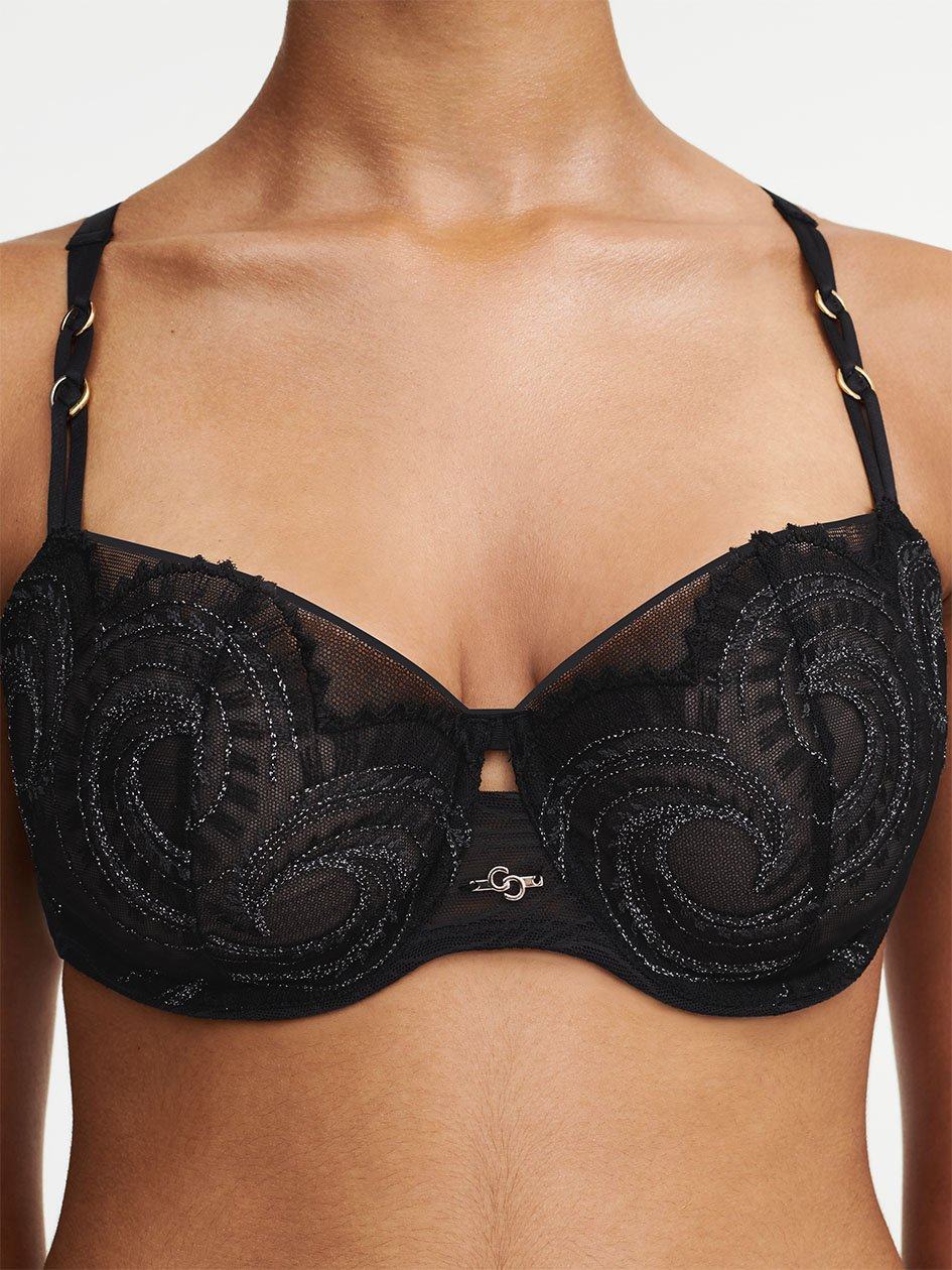 Black Chantelle Mystic Dream Lace Demi Women Unlined Bra | JHZ4425DU