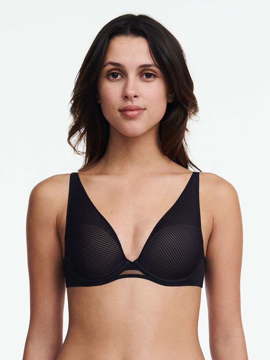 Black Chantelle Nais Plunge Contour Women Bras | QZV689NE