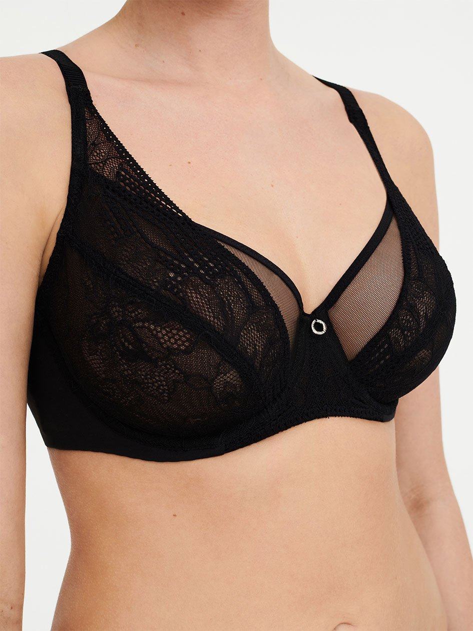 Black Chantelle Naya Lace Underwire Women Unlined Bra | VKE2665KW