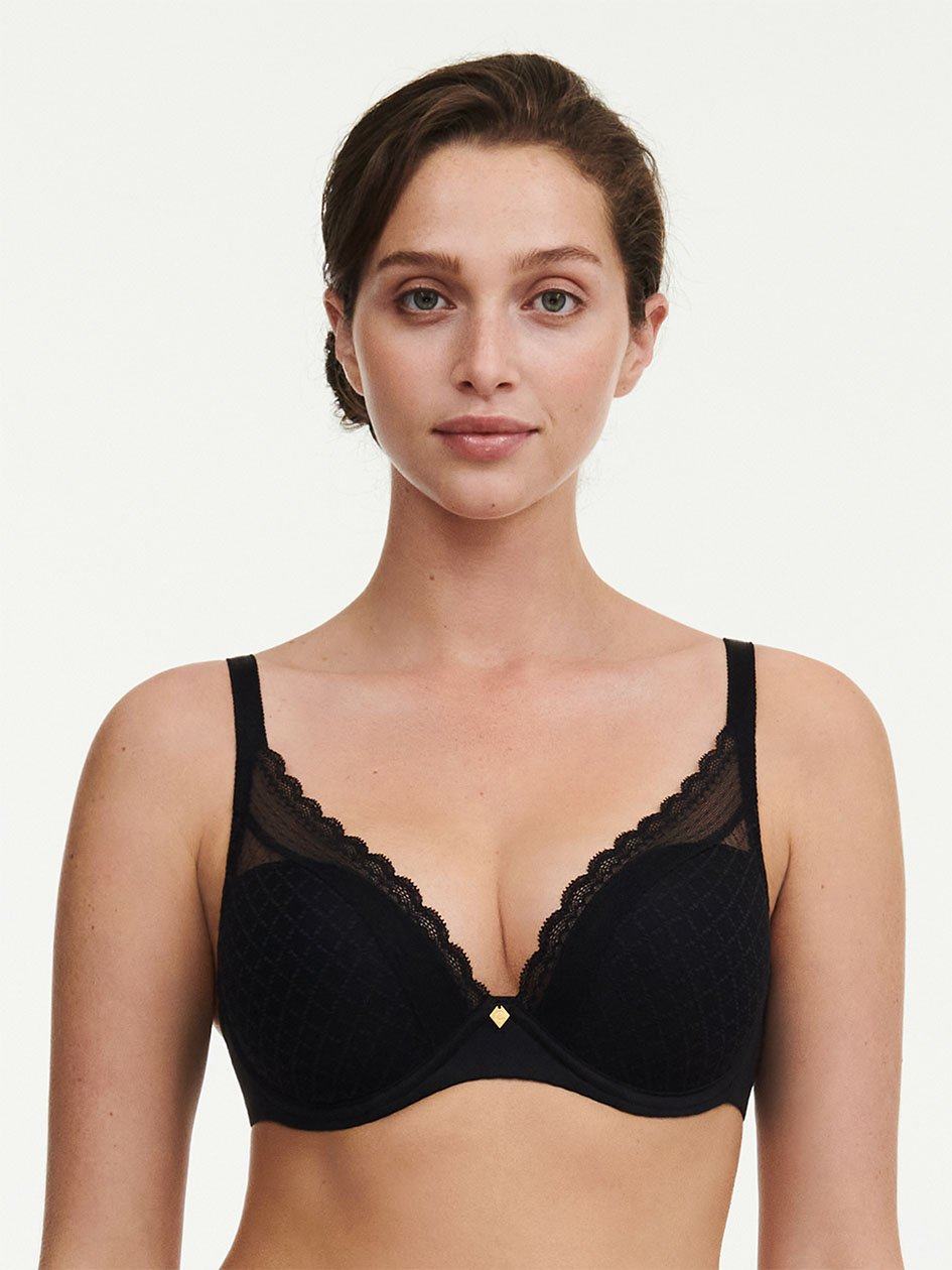 Black Chantelle Norah Chic Plunge Women T-Shirt Bra | MZJ338YT