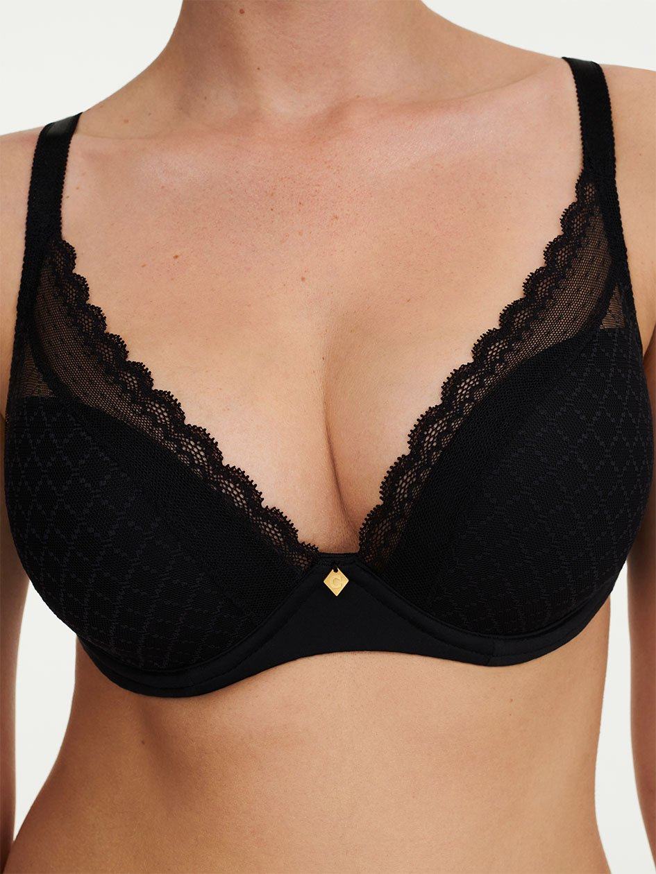 Black Chantelle Norah Chic Plunge Women T-Shirt Bra | MZJ338YT