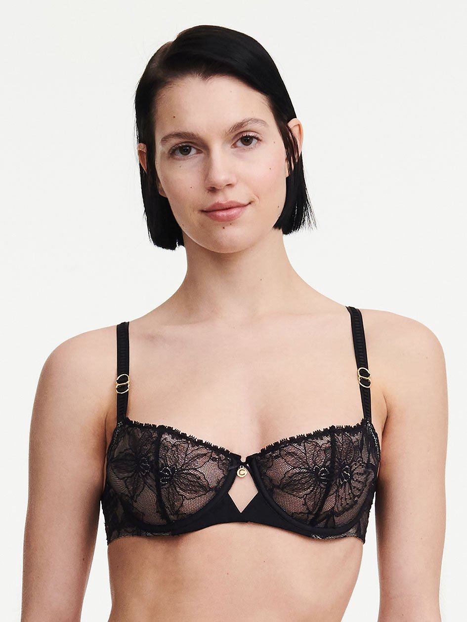 Black Chantelle Orchids Demi Women Bras | VAP749LR