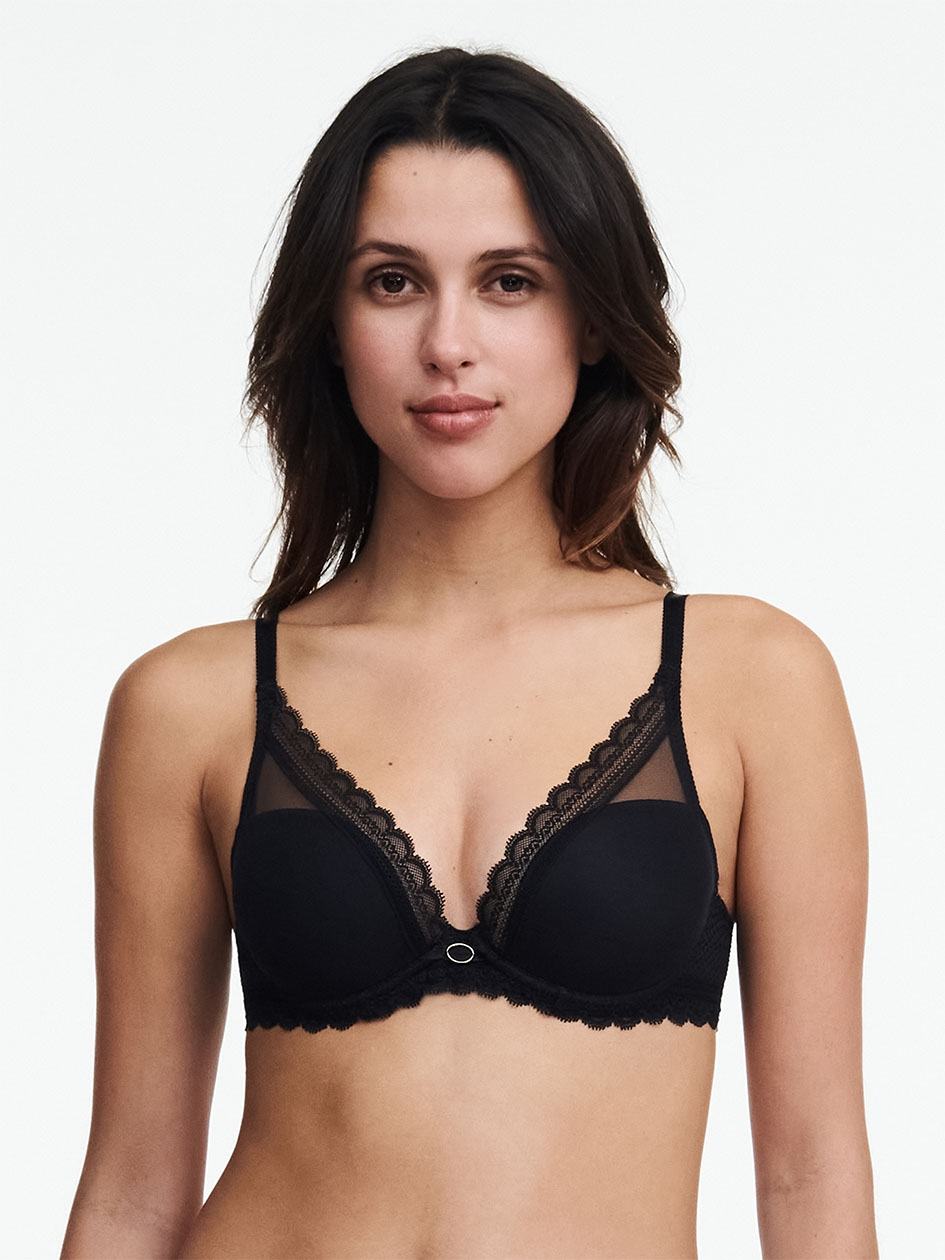 Black Chantelle Parisian Allure Plunge Women T-Shirt Bra | PLX4154KM