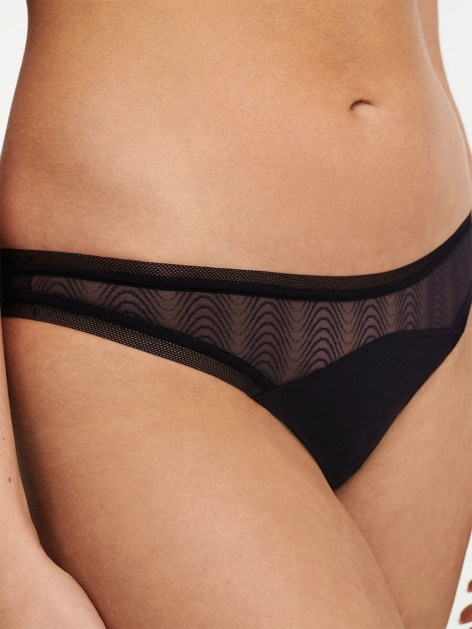 Black Chantelle Romane Women Thong Panty | OZK2640TT