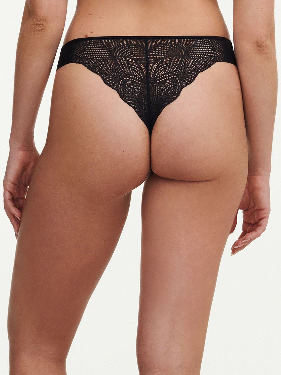 Black Chantelle SoftStretch Lace Women Thong Panty | BEN9158PM