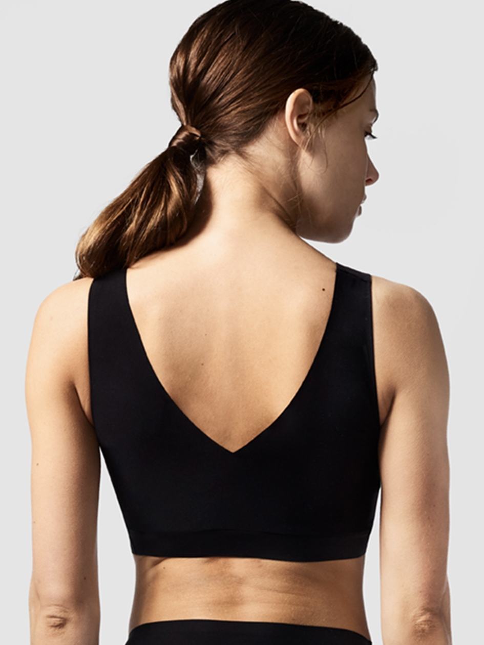 Black Chantelle SoftStretch Padded V-Neck Women Sports Bra | PEZ6642WJ