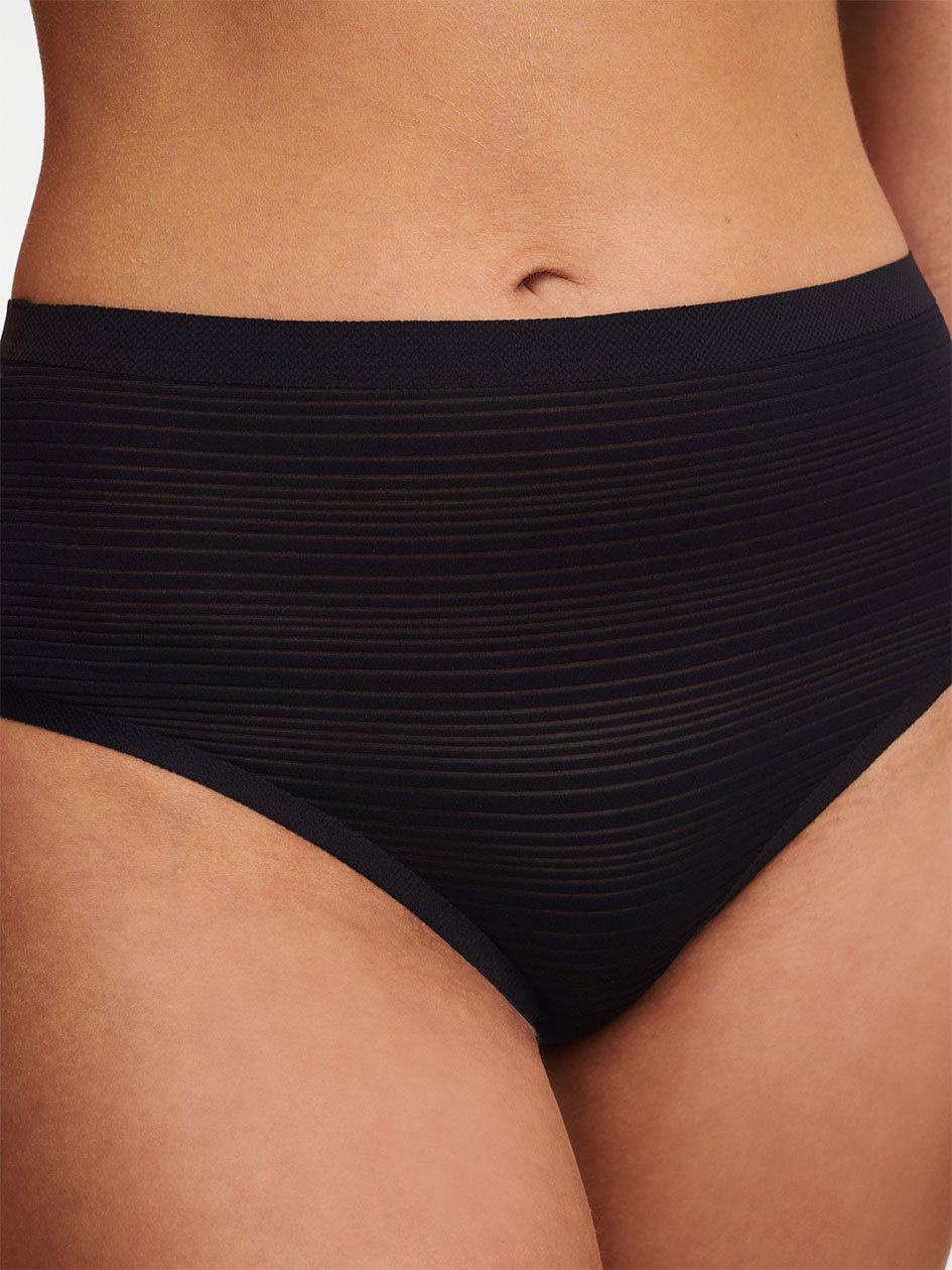 Black Chantelle SoftStretch Stripes High Waist Women Thong Panty | XBG7393RG